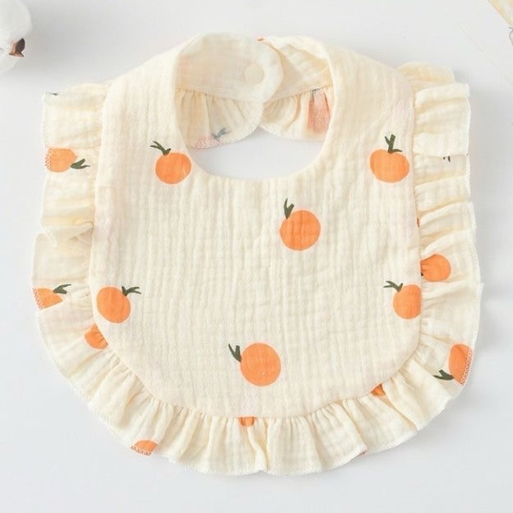 Muslin Ruffle Bib with Oranges - Picture 8 of 8